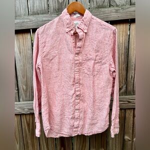 J. Crew Men's Pink Striped Linen Shirt